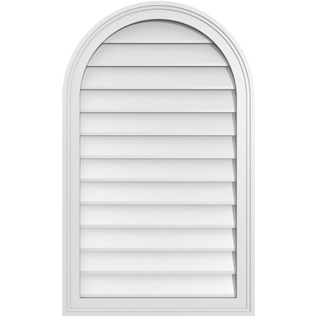 Ekena Millwork Round Top Surface Mount PVC Gable Vent w/ 2"W x 1-1/2"P Brickmould Frame, 22"W x 36"H GVPRT22X3602SN